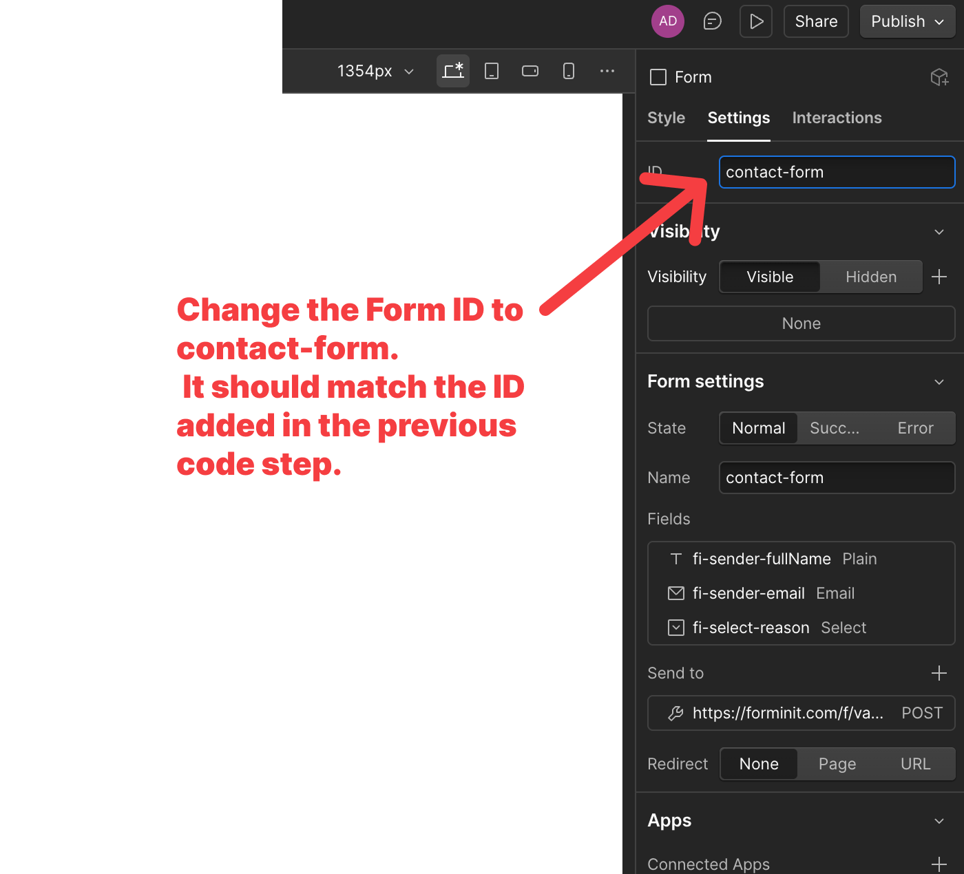 Set form ID to contact-form